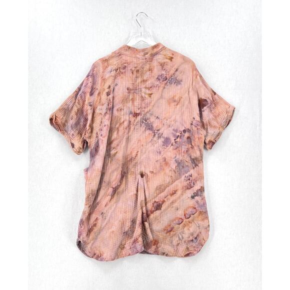 THUNDER TEXTILE Upcycled Tie Dye Gauze Dress Womens Small PInk Purple Cotton - Picture 3 of 12